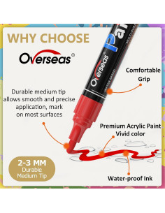 Marcadores de Pintura Acrílica Overseas - 8 Colores Multicolor 2