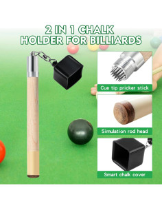 Soporte de Tiza de Billar Teekerwan 2 en 1 Portátil 18 cm 2