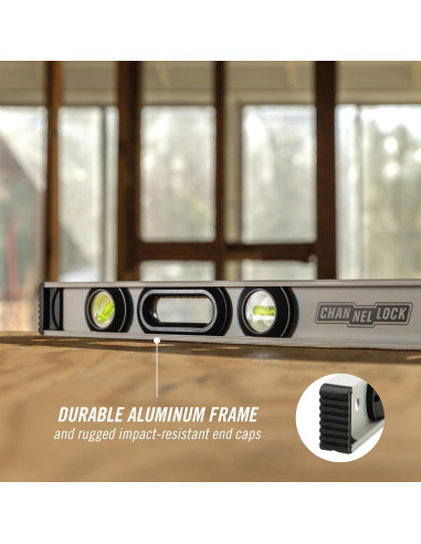 Nivel I-Beam 24" CHANNELLOCK Aluminio Profesional 3 Viales