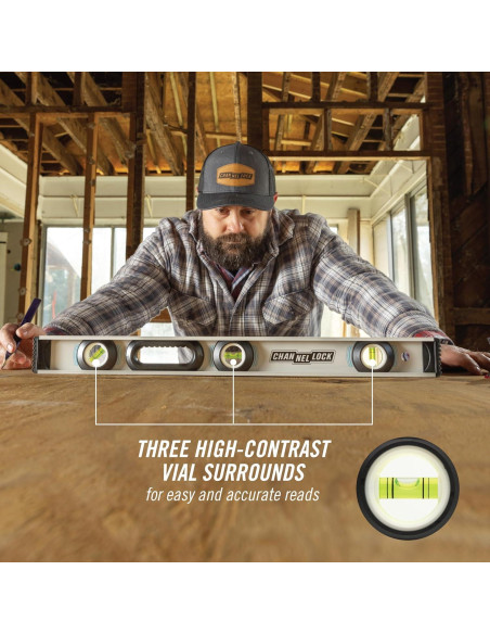 Nivel I-Beam 24" CHANNELLOCK Aluminio Profesional 3 Viales