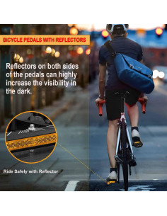 Pedales de Bicicleta GEWAGE M 9/16" con Reflectores y Rodamientos 2