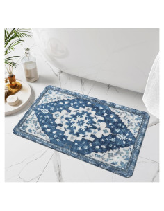 Alfombrilla de Baño Antideslizante Uphome Boho Azul 50x79 cm