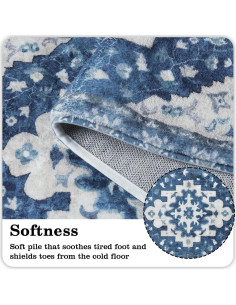 Alfombrilla de Baño Antideslizante Uphome Boho Azul 50x79 cm 2