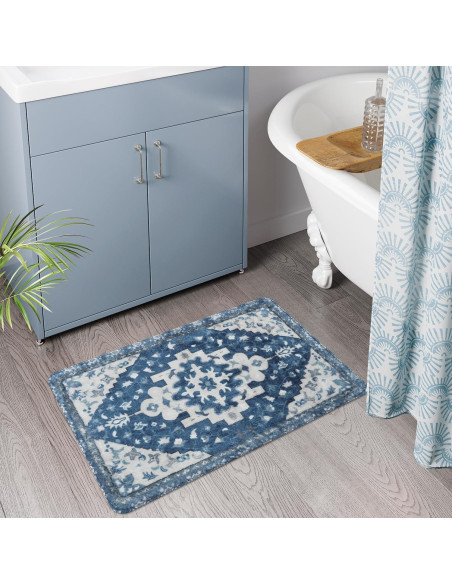 Alfombrilla de Baño Antideslizante Uphome Boho Azul 50x79 cm Alfombrilla de Baño Antideslizante Uphome Boho Azul 50x79 cm