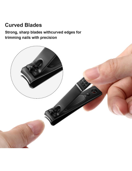 Juego de Cortauñas Yaomiao 12 Piezas Acero Inoxidable Negro