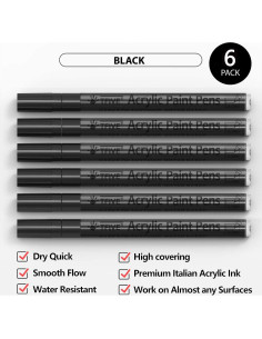 Marcadores de Pintura Acrílicos TFIVE - 6 Piezas Punta Fina 0.7mm 2