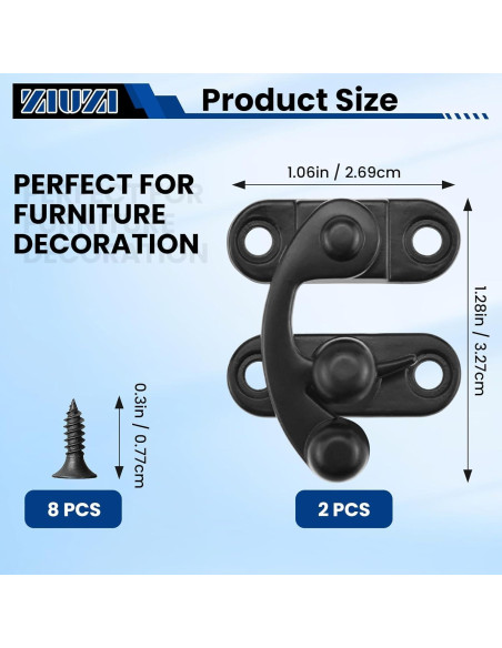 Cierre de Hasp Antiguo ZIUZI Negro para Caja de Joyería - 2 Piezas