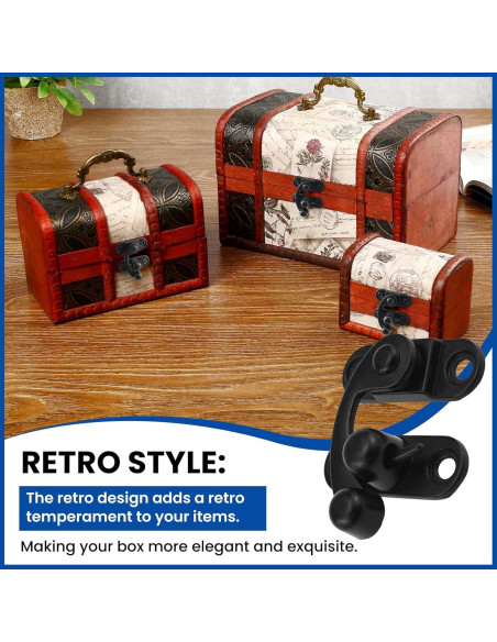 Cierre de Hasp Antiguo ZIUZI Negro para Caja de Joyería - 2 Piezas