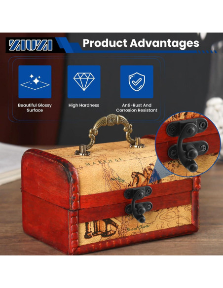 Cierre de Hasp Antiguo ZIUZI Negro para Caja de Joyería - 2 Piezas