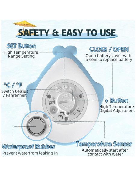 Termómetro de baño digital BabyElf ballena azul para bebés