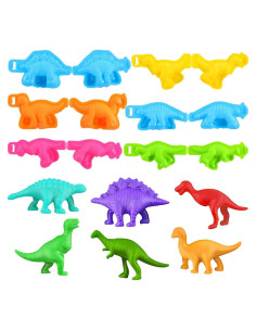 Set de 6 Moldes de Dinosaurios Yiklucg con Masa Multicolor