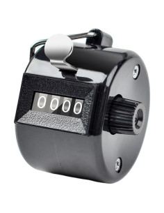 Contador Manual Doble Clicker Tustao 4 Dígitos Metal Negro
