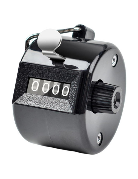 Contador Manual Doble Clicker Tustao 4 Dígitos Metal Negro