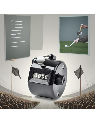 Contador Manual Doble Clicker Tustao 4 Dígitos Metal Negro