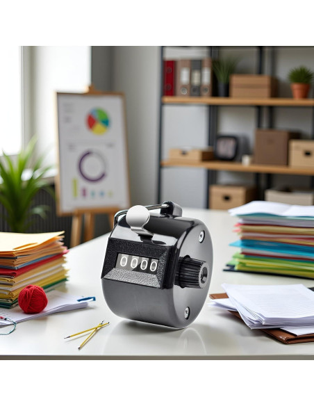 Contador Manual Doble Clicker Tustao 4 Dígitos Metal Negro