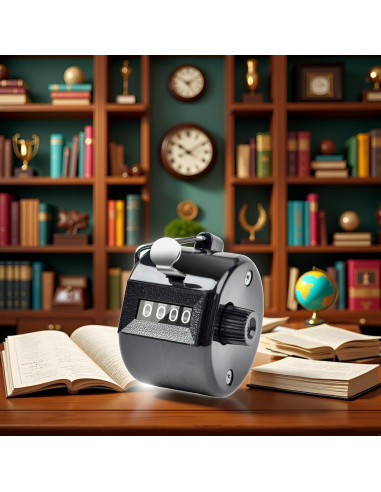 Contador Manual Doble Clicker Tustao 4 Dígitos Metal Negro