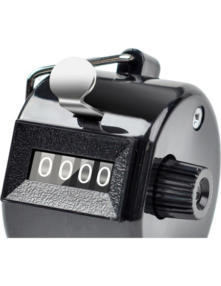 Contador Manual Doble Clicker Tustao 4 Dígitos Metal Negro