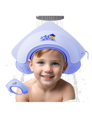 Gorro de Ducha para Bebé Lonlown Ajustable 1-8 Años Azul