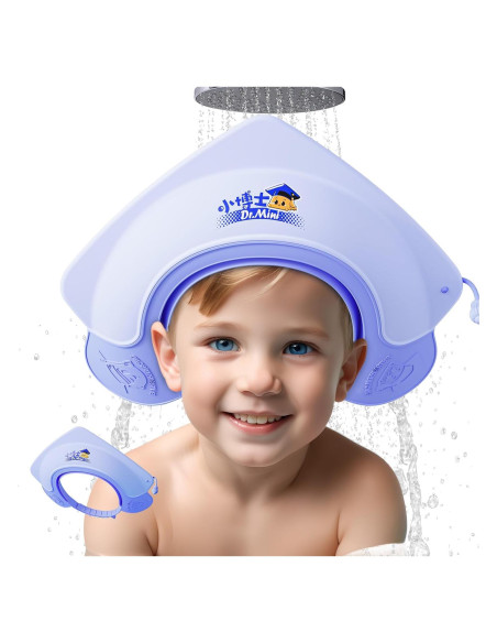 Gorro de Ducha para Bebé Lonlown Ajustable 1-8 Años Azul