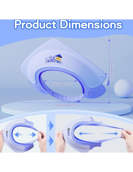 Gorro de Ducha para Bebé Lonlown Ajustable 1-8 Años Azul