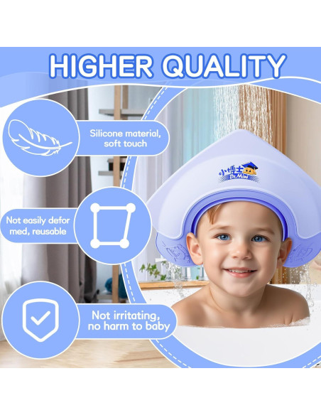 Gorro de Ducha para Bebé Lonlown Ajustable 1-8 Años Azul