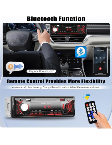 Estéreo de Coche Bluetooth CAMECHO 1 Din MP3 USB FM