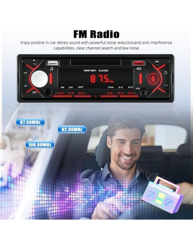 Estéreo de Coche Bluetooth CAMECHO 1 Din MP3 USB FM