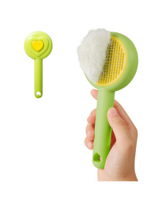 Cepillo para Mascotas Patepoby Verde con Autolimpieza y Masaje