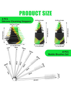 Tapones de limpieza de silicona COITEK con 8 cepillos - Morado 2