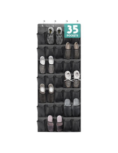Organizador de Zapatos Tiblue 35 Bolsillos Malla Negro
