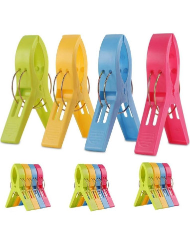 16 Clips de Toalla de Playa Kspowwin Jumbo Antiviento