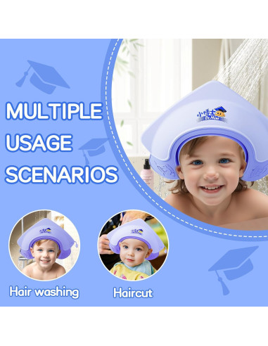 Gorro de Ducha para Bebé Lonlown Ajustable 1-8 Años Azul