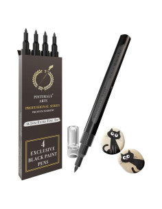 Set de 4 Marcadores de Pintura Acrílica Negra Punta Fina 0.7mm