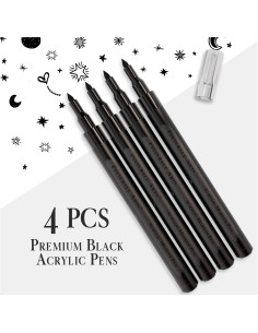 Set de 4 Marcadores de Pintura Acrílica Negra Punta Fina 0.7mm 2