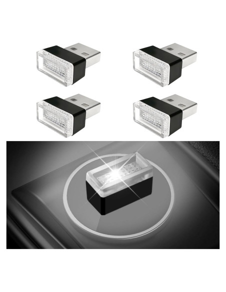 Luz LED USB para Auto Pincuttee 4PCS Blanca - Ambiente Interior