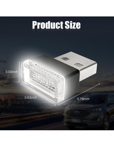 Luz LED USB para Auto Pincuttee 4PCS Blanca - Ambiente Interior