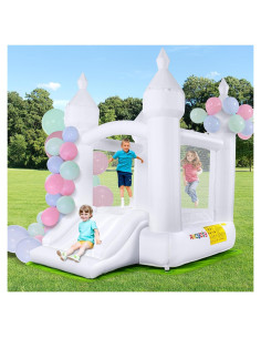 Casa Inflable Blanca AKEYDIY con Resbaladilla 257x178x246cm