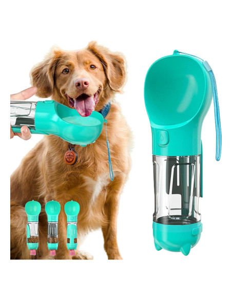 Botella de Agua Portátil para Perros Verabe 350ml Azul Lago