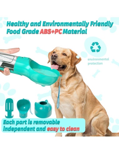 Botella de Agua Portátil para Perros Verabe 350ml Azul Lago