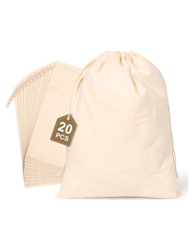 20 Bolsas de Algodón Reutilizables Hopttreely 20x25cm