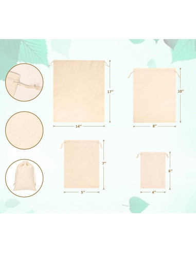 20 Bolsas de Algodón Reutilizables Hopttreely 20x25cm