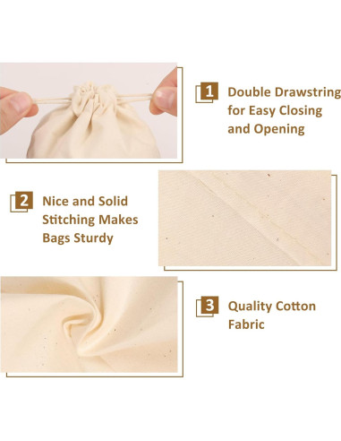 20 Bolsas de Algodón Reutilizables Hopttreely 20x25cm