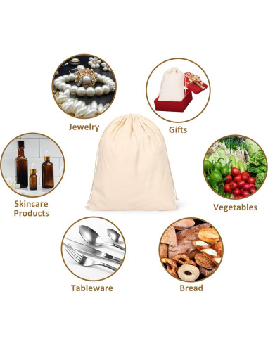 20 Bolsas de Algodón Reutilizables Hopttreely 20x25cm