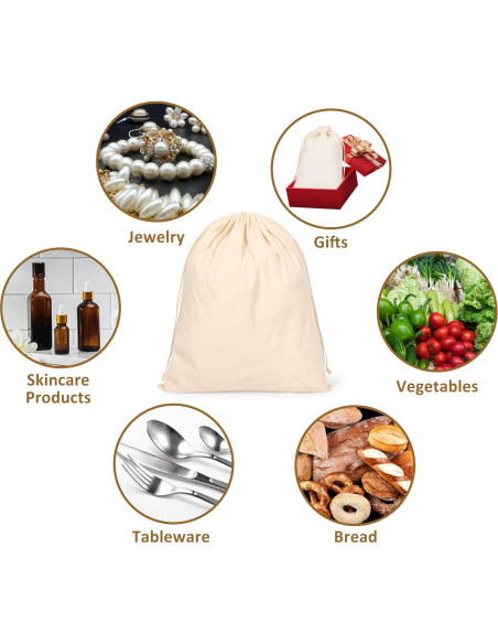 20 Bolsas de Algodón Reutilizables Hopttreely 20x25cm