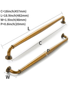 Tiradores de Gabinete Khtumeware 18" Latón Antiguo 10 Piezas 2