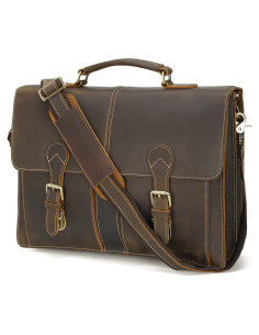 Bolso Mensajero de Cuero Polare 40.6x11.4x29.2cm para Laptop