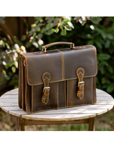 Bolso Mensajero de Cuero Polare 40.6x11.4x29.2cm para Laptop 2