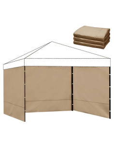 Paredes Laterales Impermeables FLAGLY 10x10ft Caqui 3 Pcs