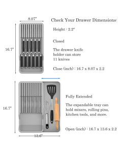 Soporte para Cuchillos de Cajón Mulikeer Expandible 11 Cuchillos 2
