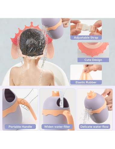 Gorro de Ducha para Bebés FUNUPUP con Taza de Enjuague Amarillo